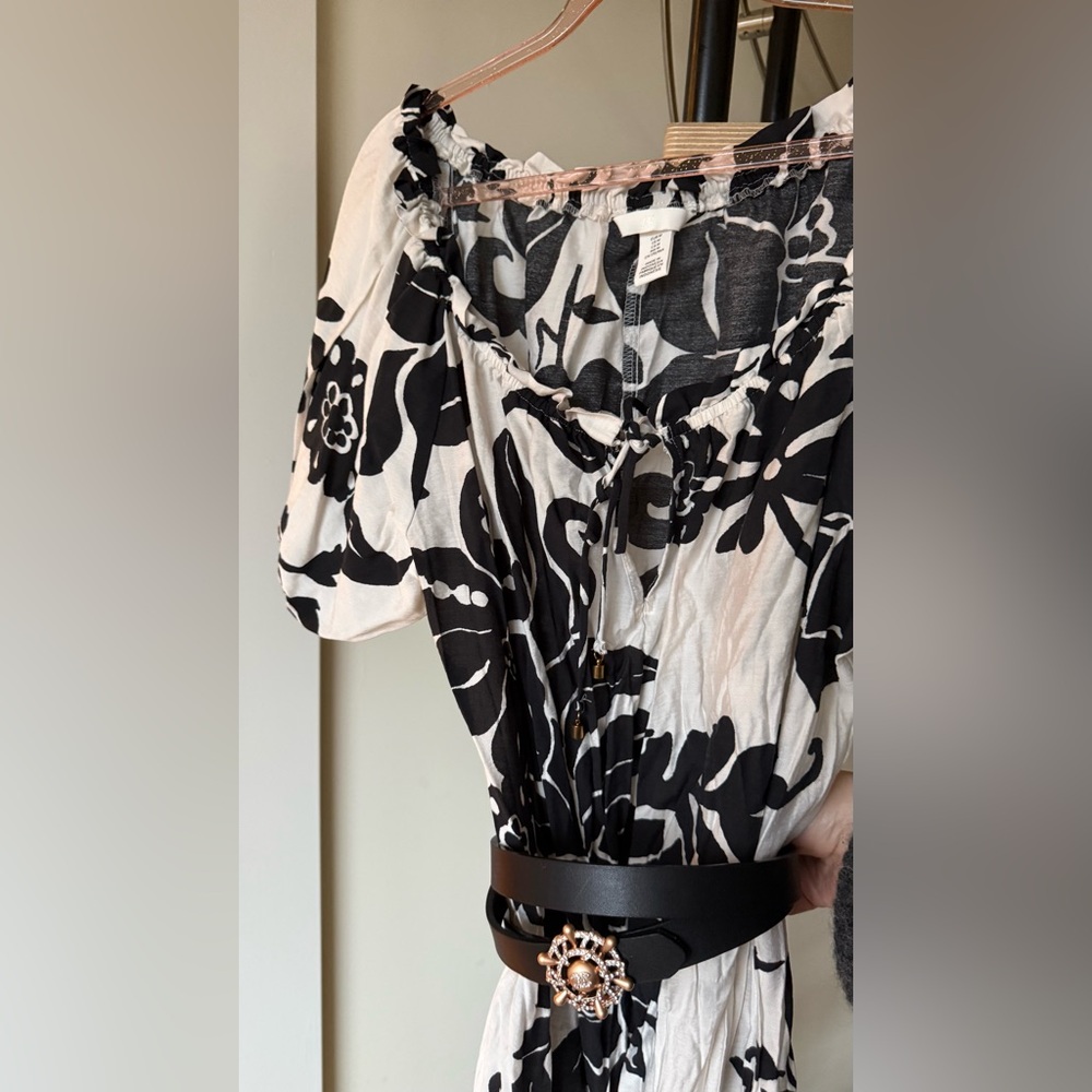 💖 H&M Black and White Floral Dress NWOT - Picture 4 of 4